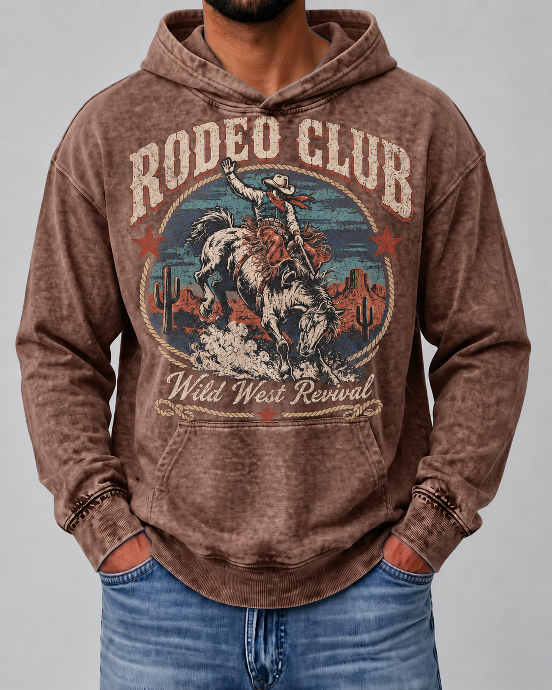 Men's Vintage Rodeo Club Graphic Mineral Wash Hoodie