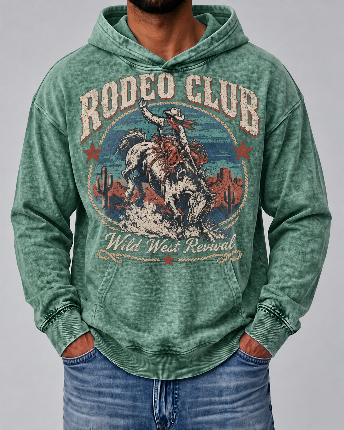 Men's Vintage Rodeo Club Graphic Mineral Wash Hoodie