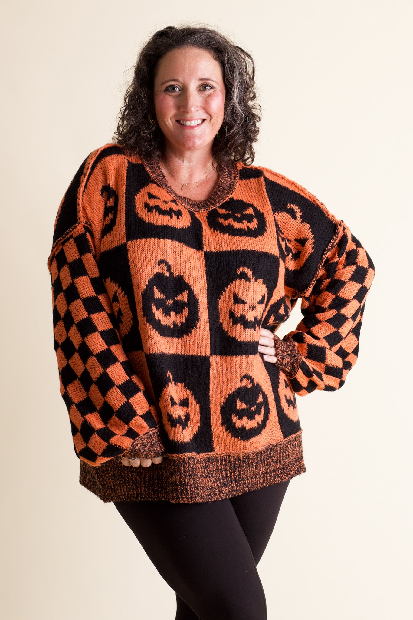 Spooky Season Checkered Sweater