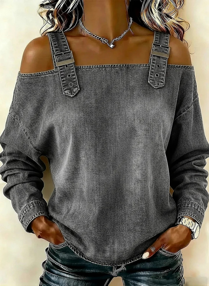 Women's Off-the-shoulder Denim Shirt