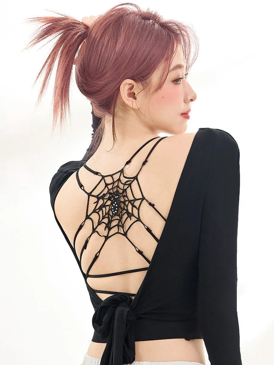 'Trapped Girl' Grunge Soft Goth Spider Web Cami Top