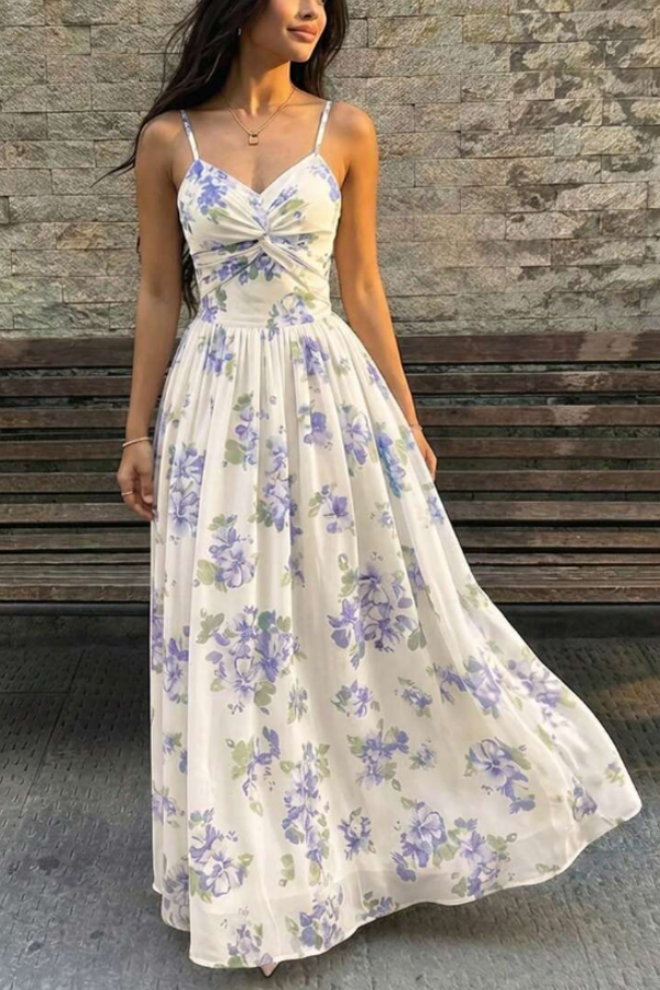 New Arrival Twist-Front Floral Maxi Dress