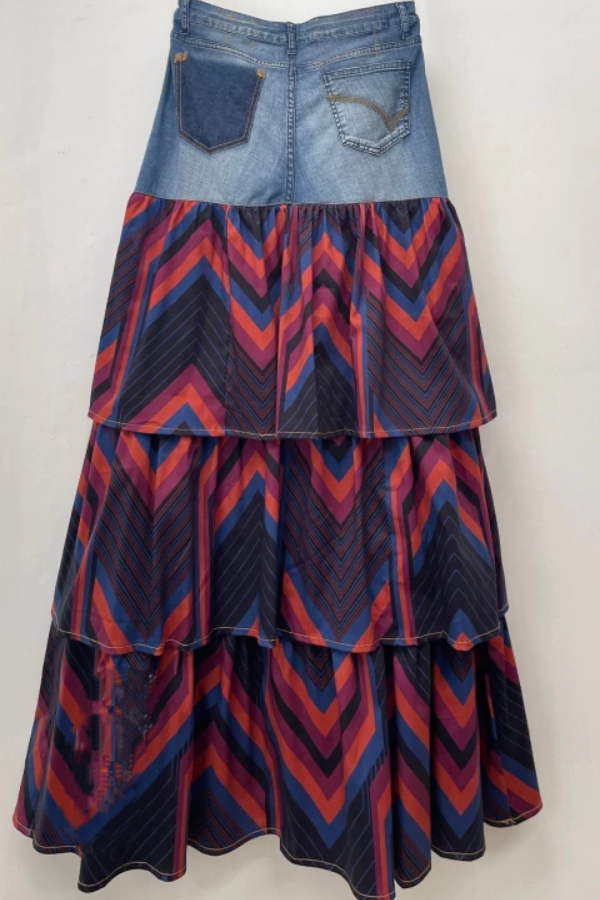 Denim Patchwork Skirt