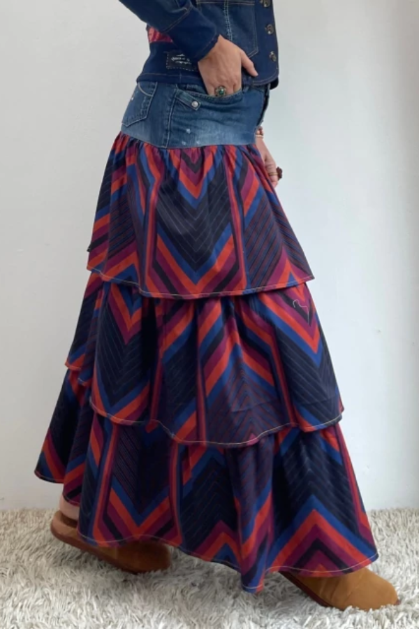 Denim Patchwork Skirt