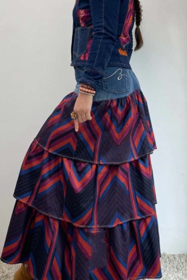 Denim Patchwork Skirt