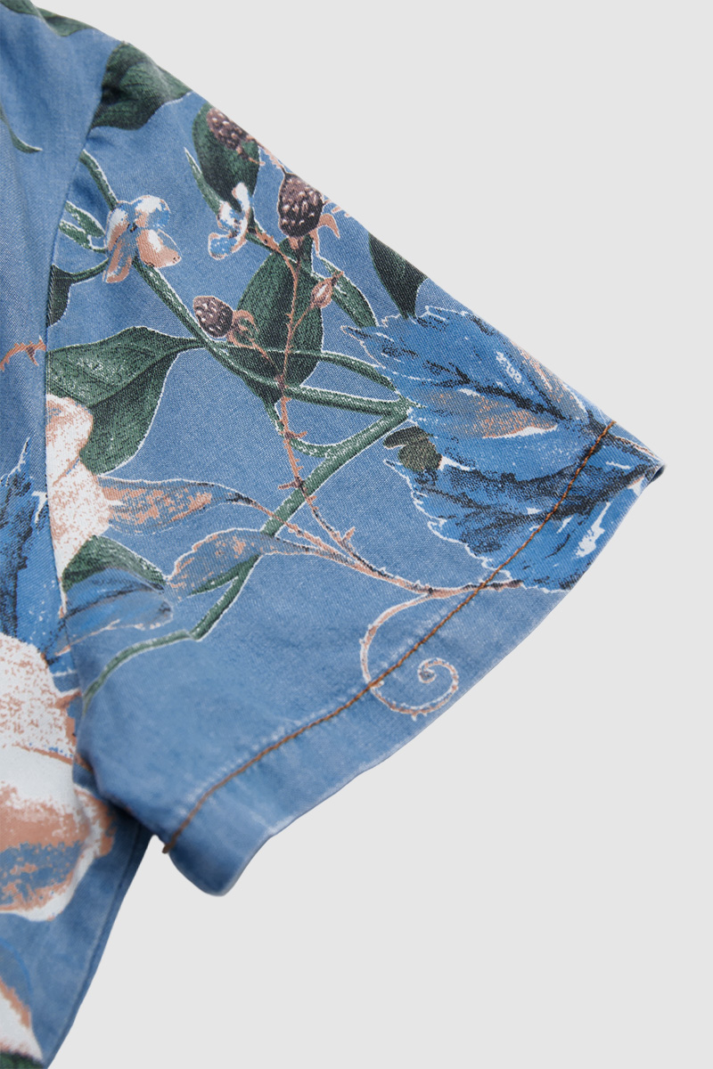 Floral Print Flap Pocket Button Up Short Sleeve Maxi Dress