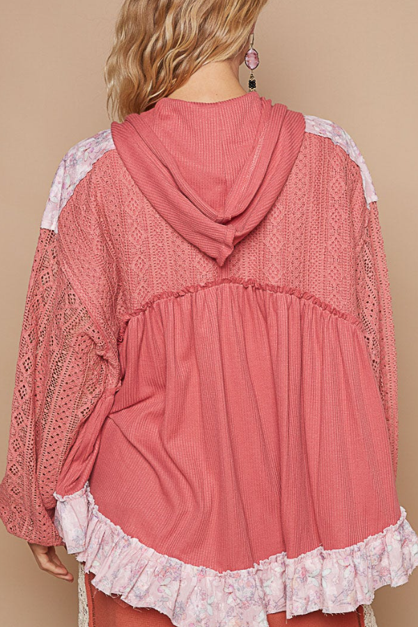 Cascaded Floral Lace Hoodie