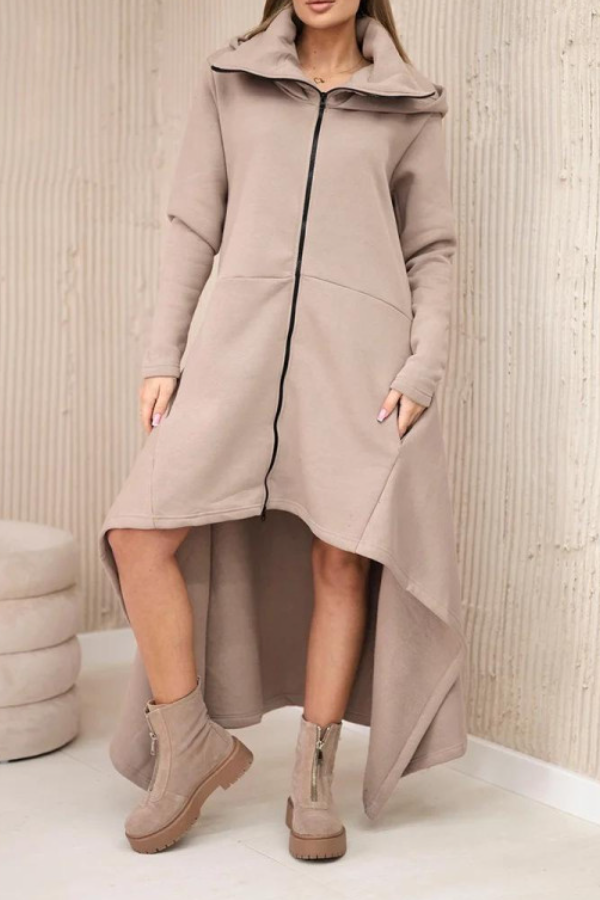 Asymmetrical Hem Solid Hoodie Dress Oversized