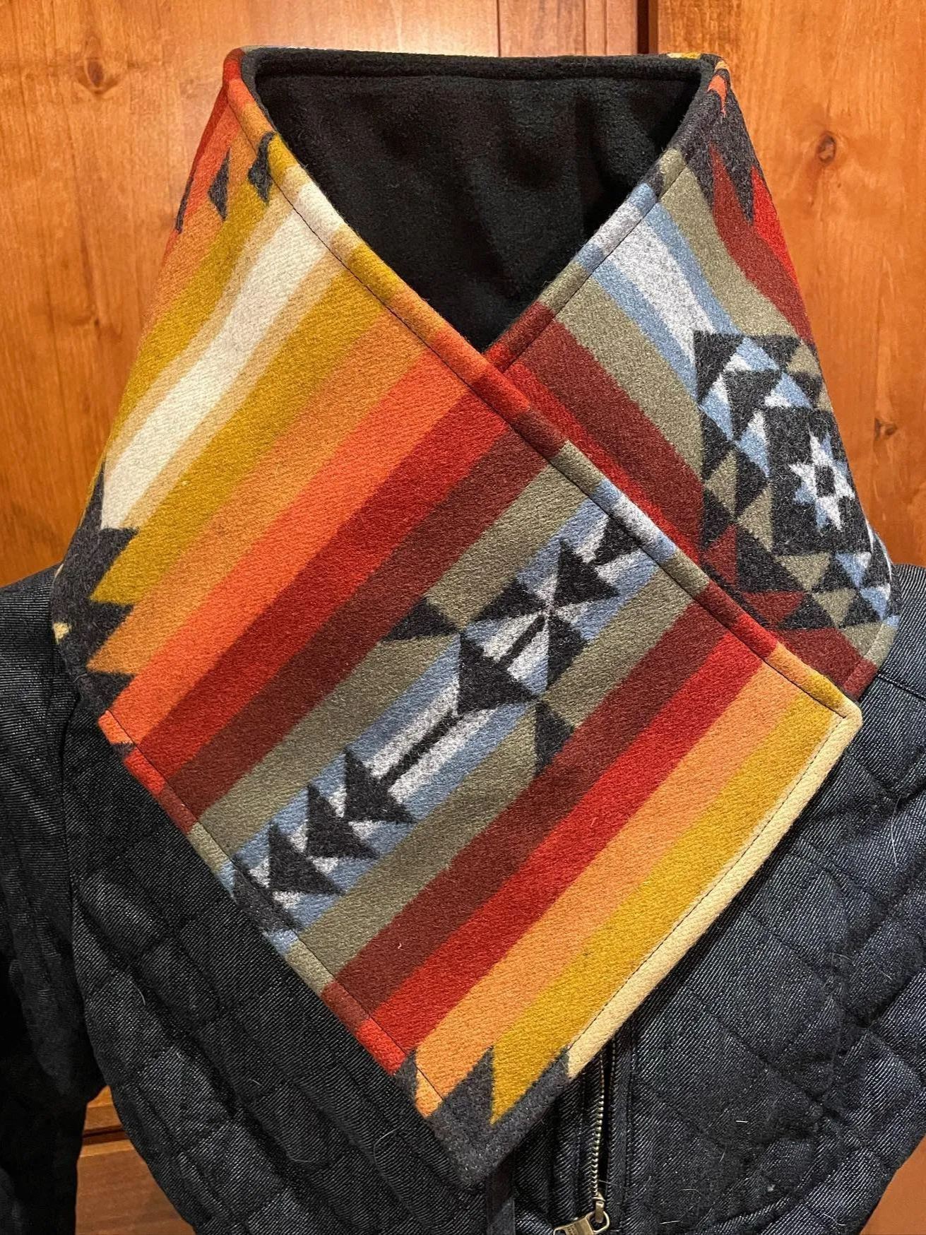 Women's Western Cowboy Yellow Aztec Warm Neck Hood