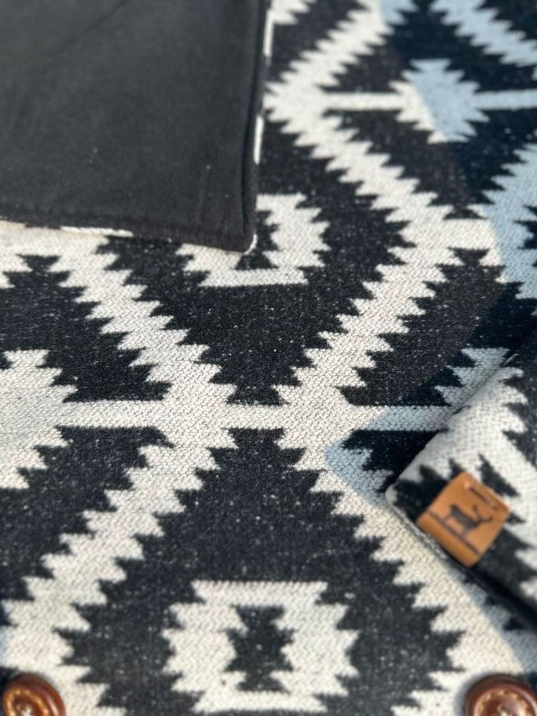 Women's Black & White Western Aztec Warm Neck Hood