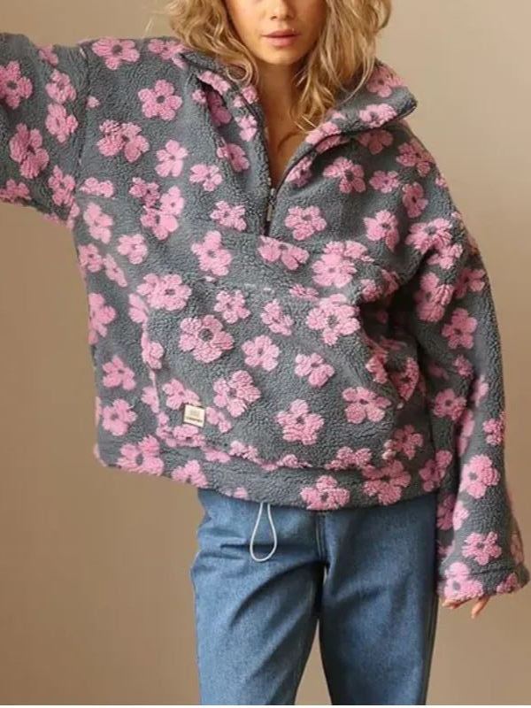 Daisy Bloom Pattern Fleece Women Sweatshirt