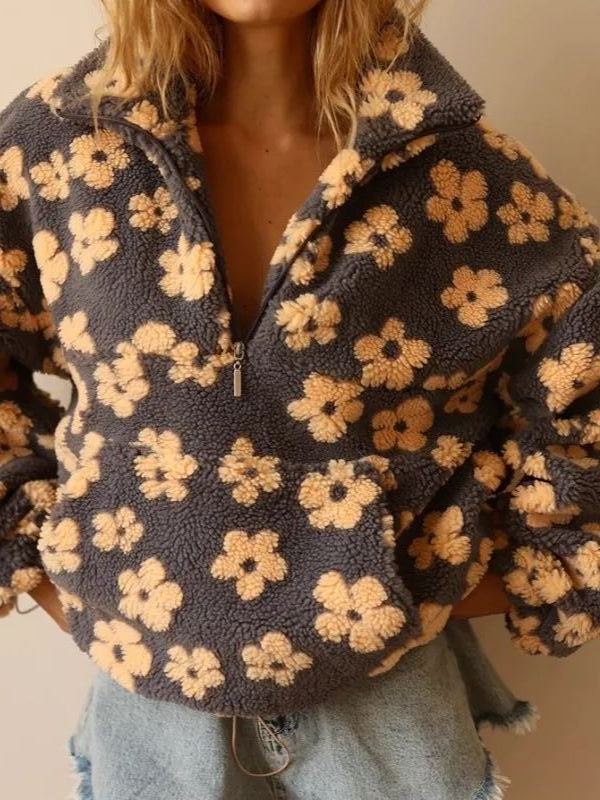 Daisy Bloom Pattern Fleece Women Sweatshirt