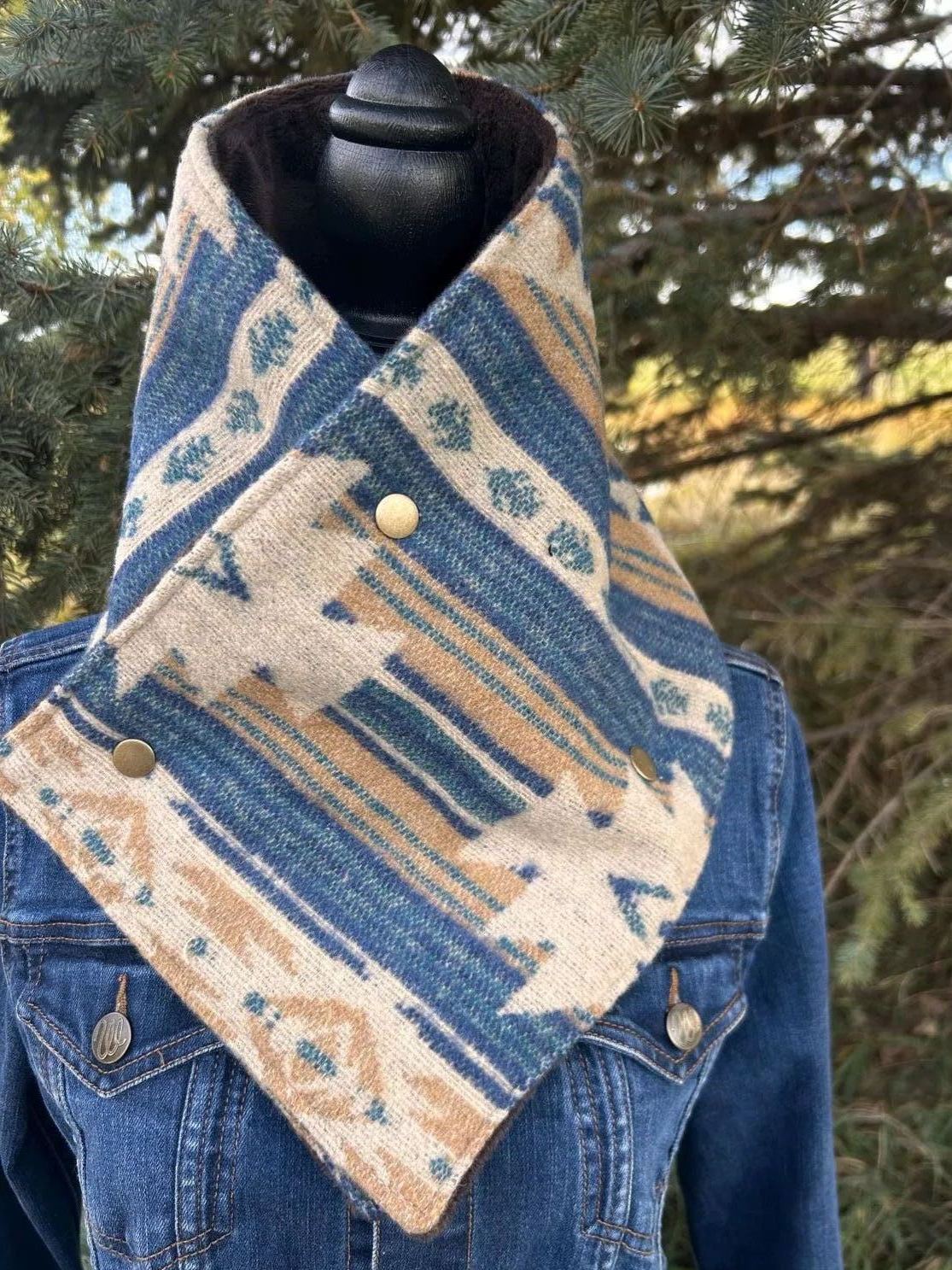 Western Cowboy Aztec Warm Neck Hood