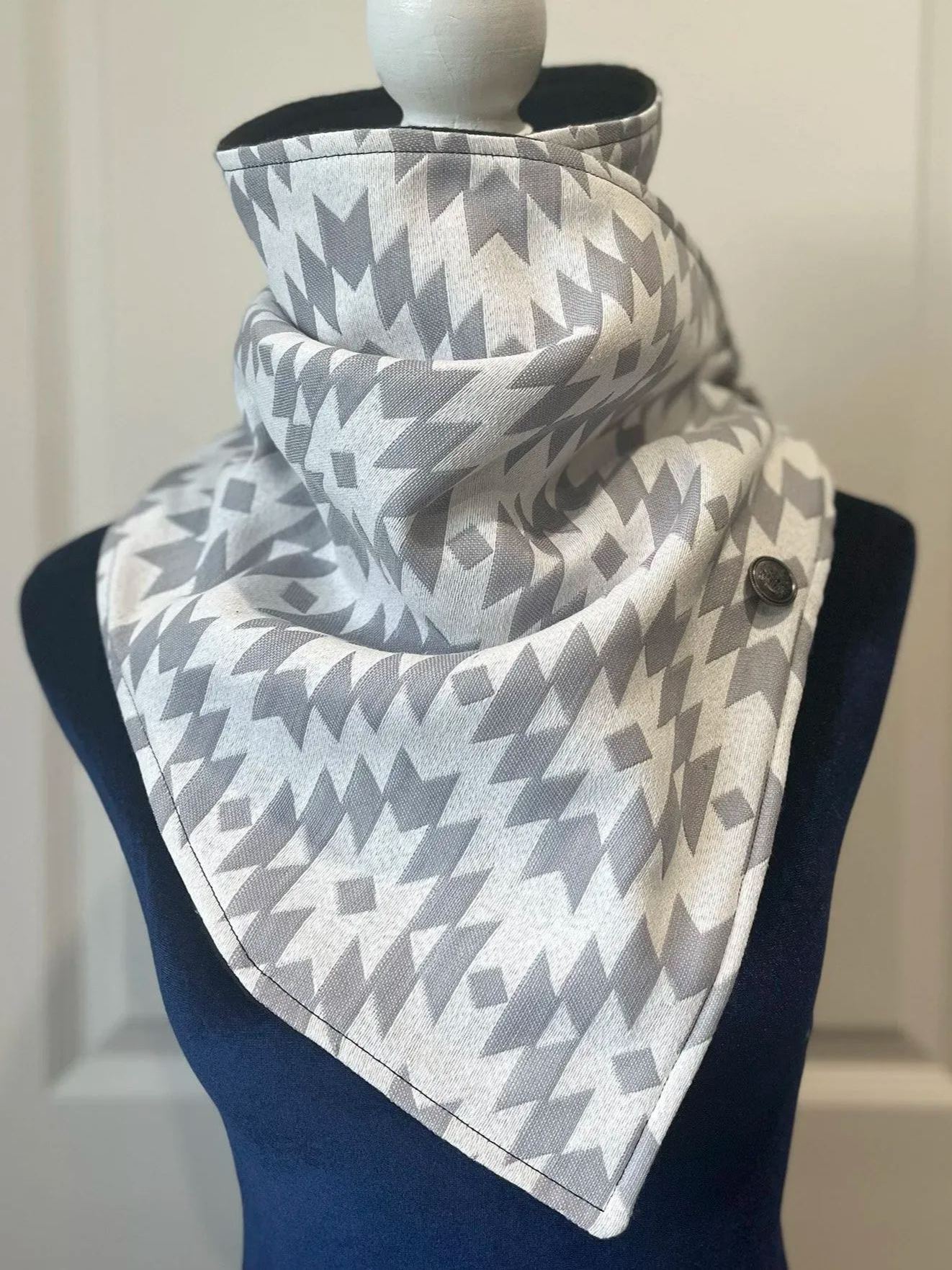 Aztec Grey-white Diamonds Western Warm Neck Hood