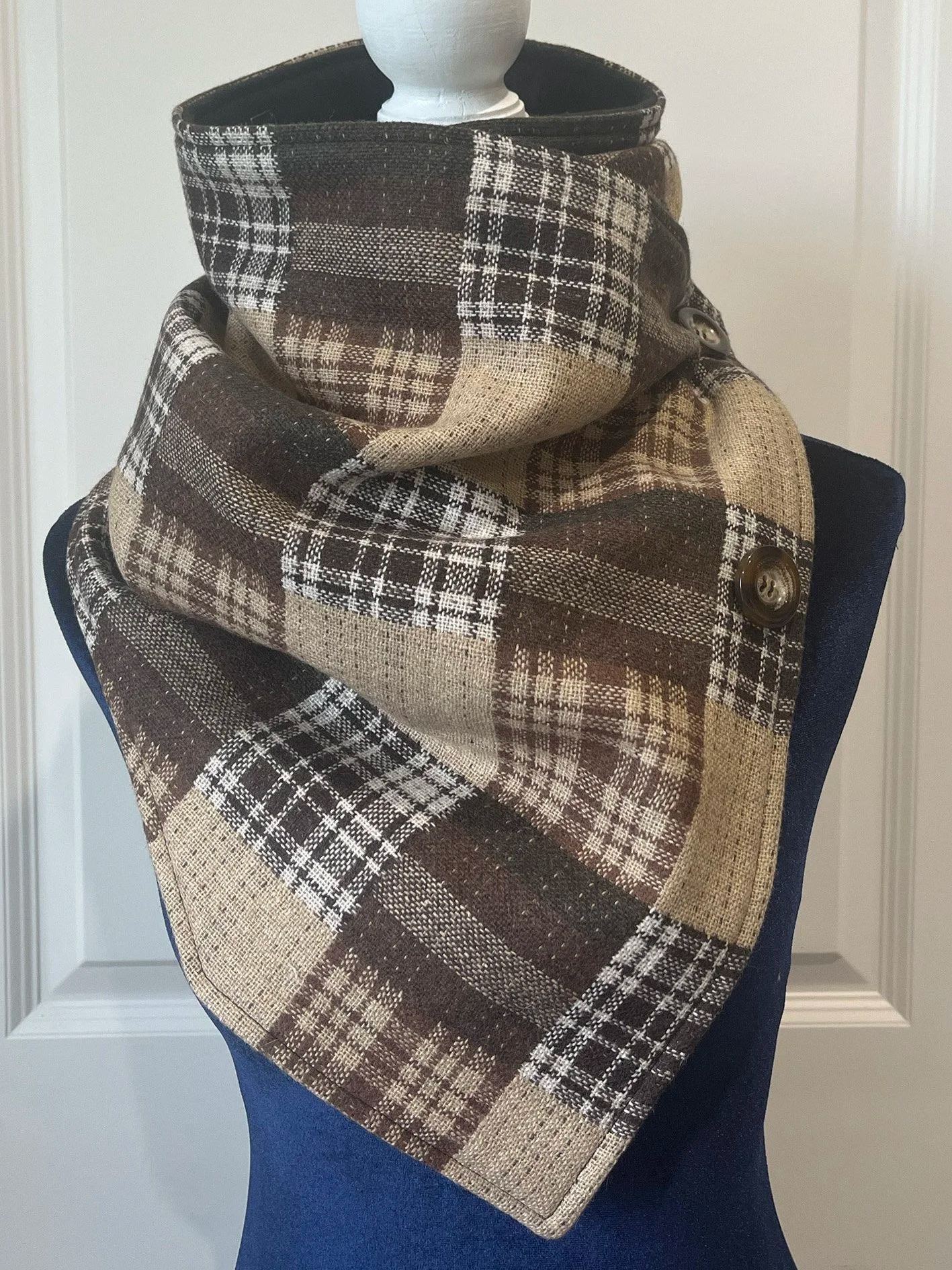 Plaid Western Warm Neck Hood