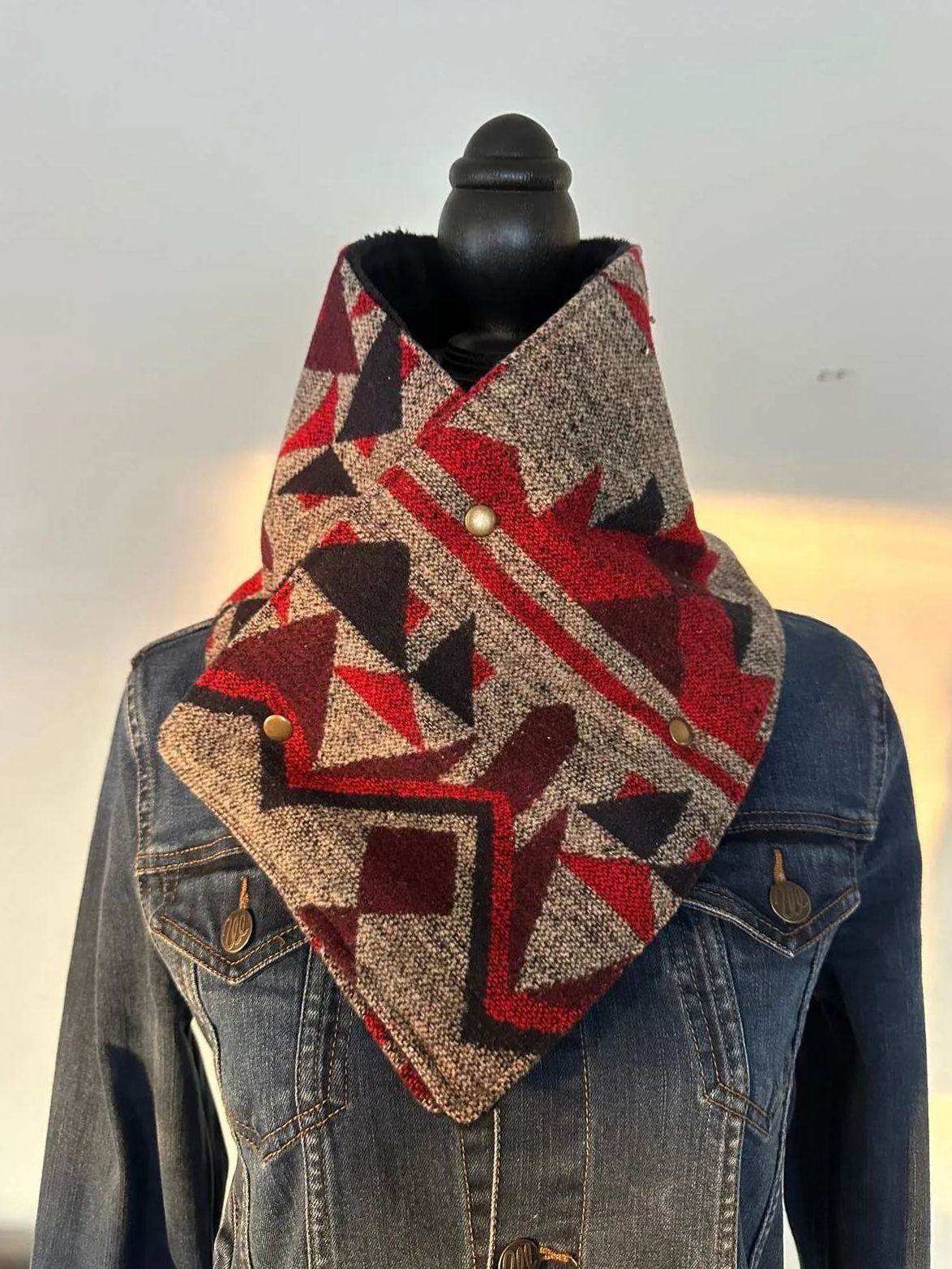  Western Gray Aztec Warm Neck Hood