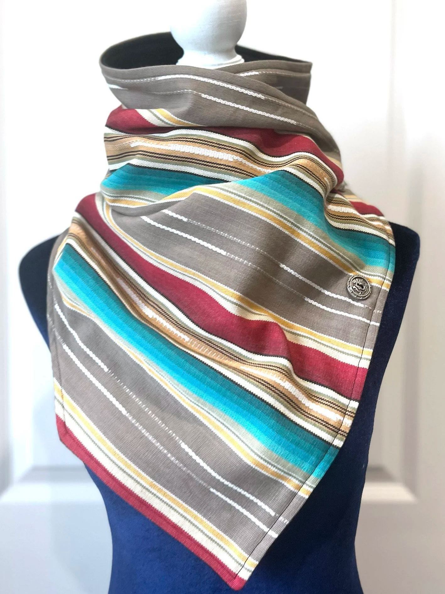 MULTI COLOUR STRIPES Western Aztec Warm Neck Hood