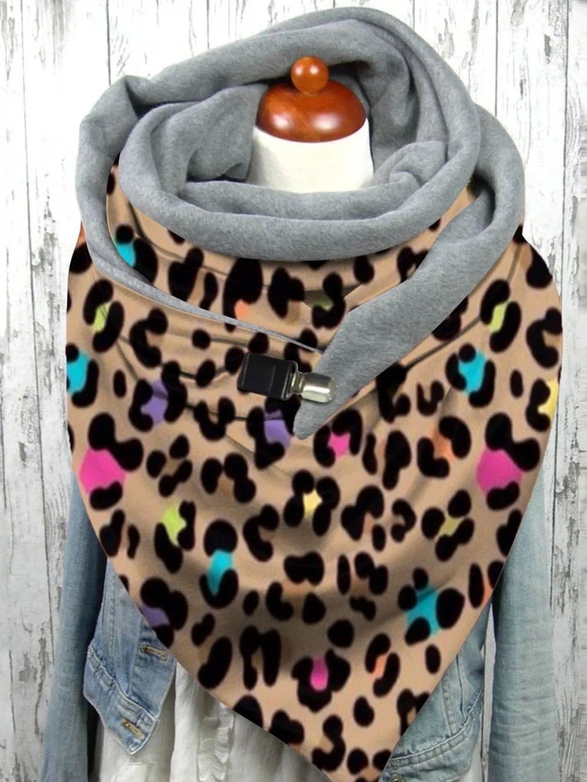Women's Western Cowboy Colorful Leopard Print Warm Neck Hood Warm Neck Cover 22 * 100com