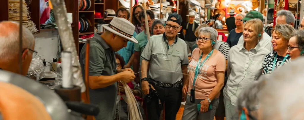 Exhibition of Panama hat fibers, Ecuador, Montecristi Manta