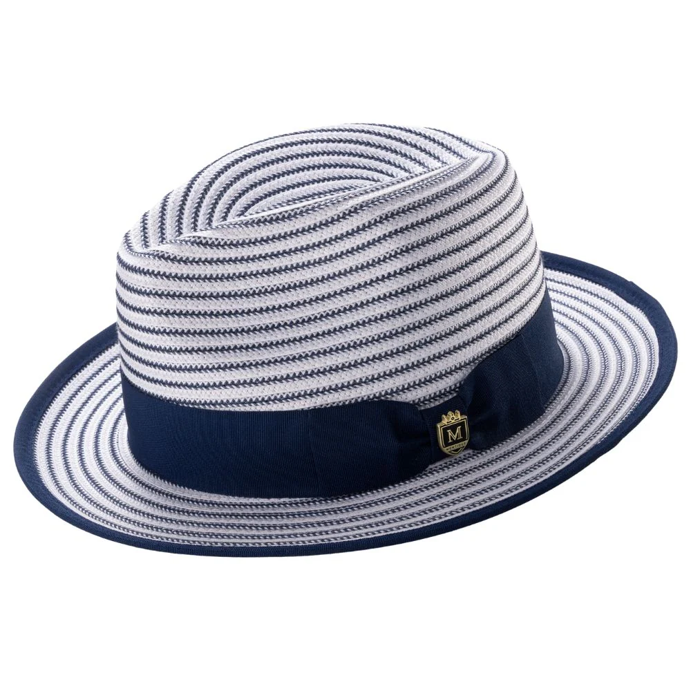 Striped Fedora Hat 2 1/4 Inch Brim Ribbon Band