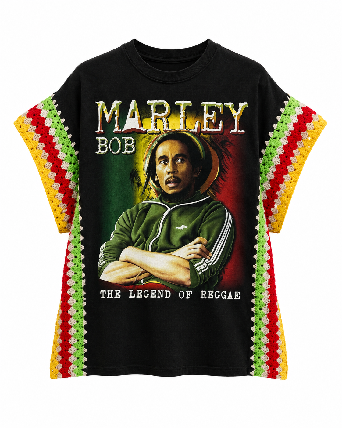 Exclusive! Hand Crochet Side Spliced Bob Marley Vintage T-Shirt