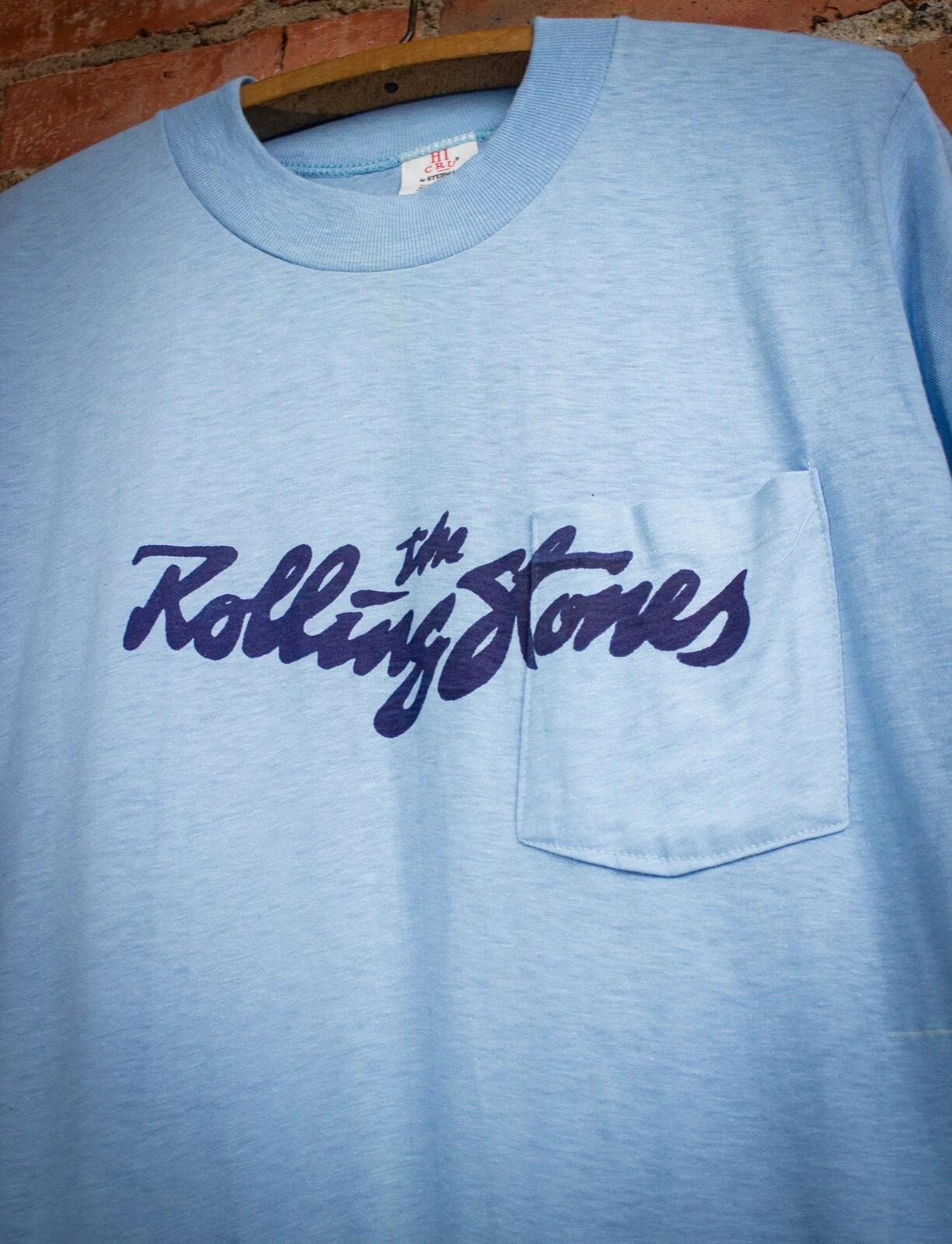 Vintage Rolling Stones World Tour Concert Pocket T Shirt 1978 Light Blue 