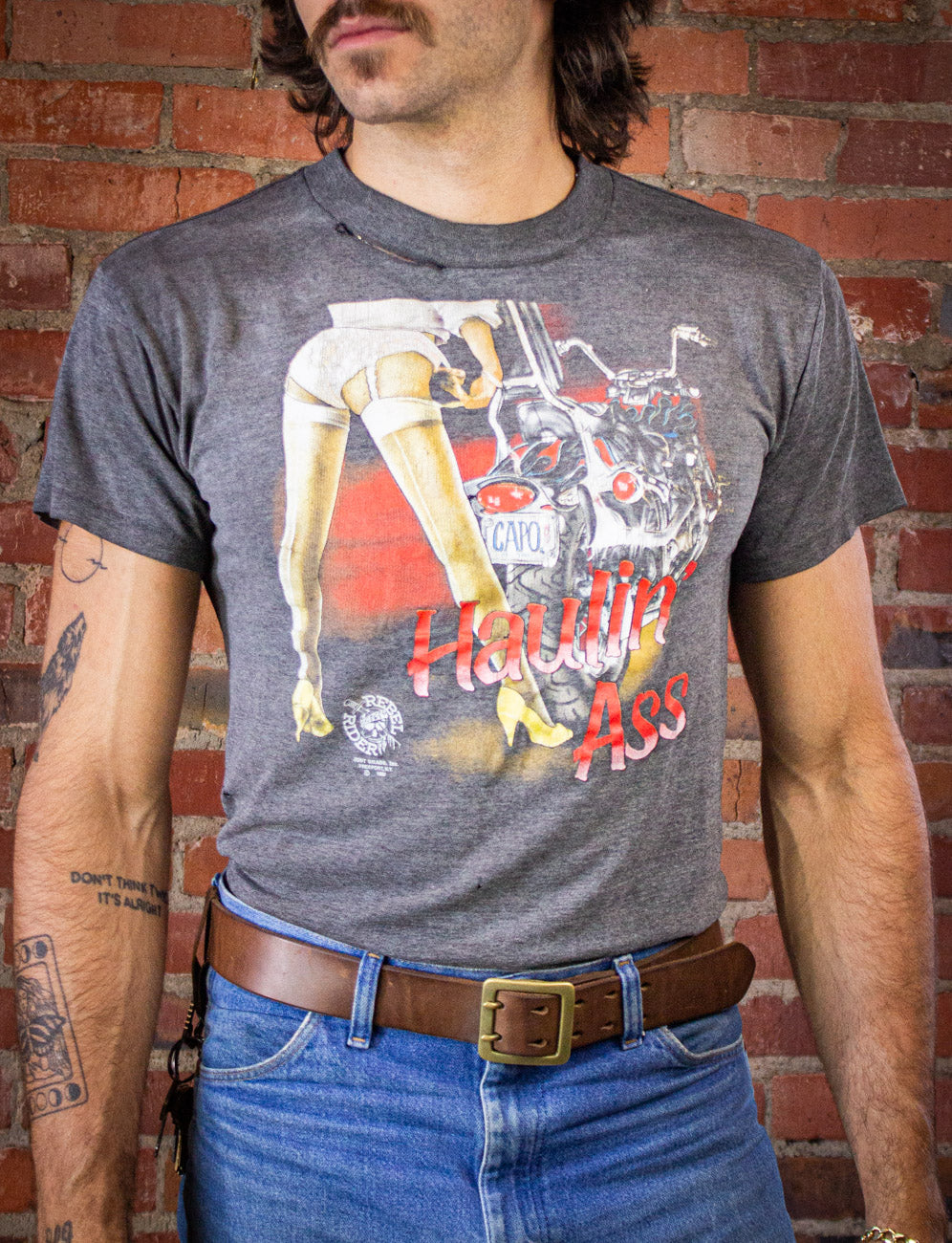 Vintage Haulin' Ass Just Brass Biker T Shirt 1990