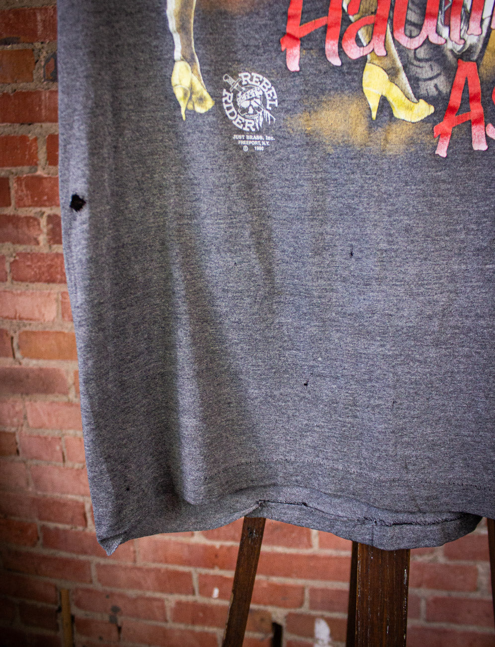 Vintage Haulin' Ass Just Brass Biker T Shirt 1990