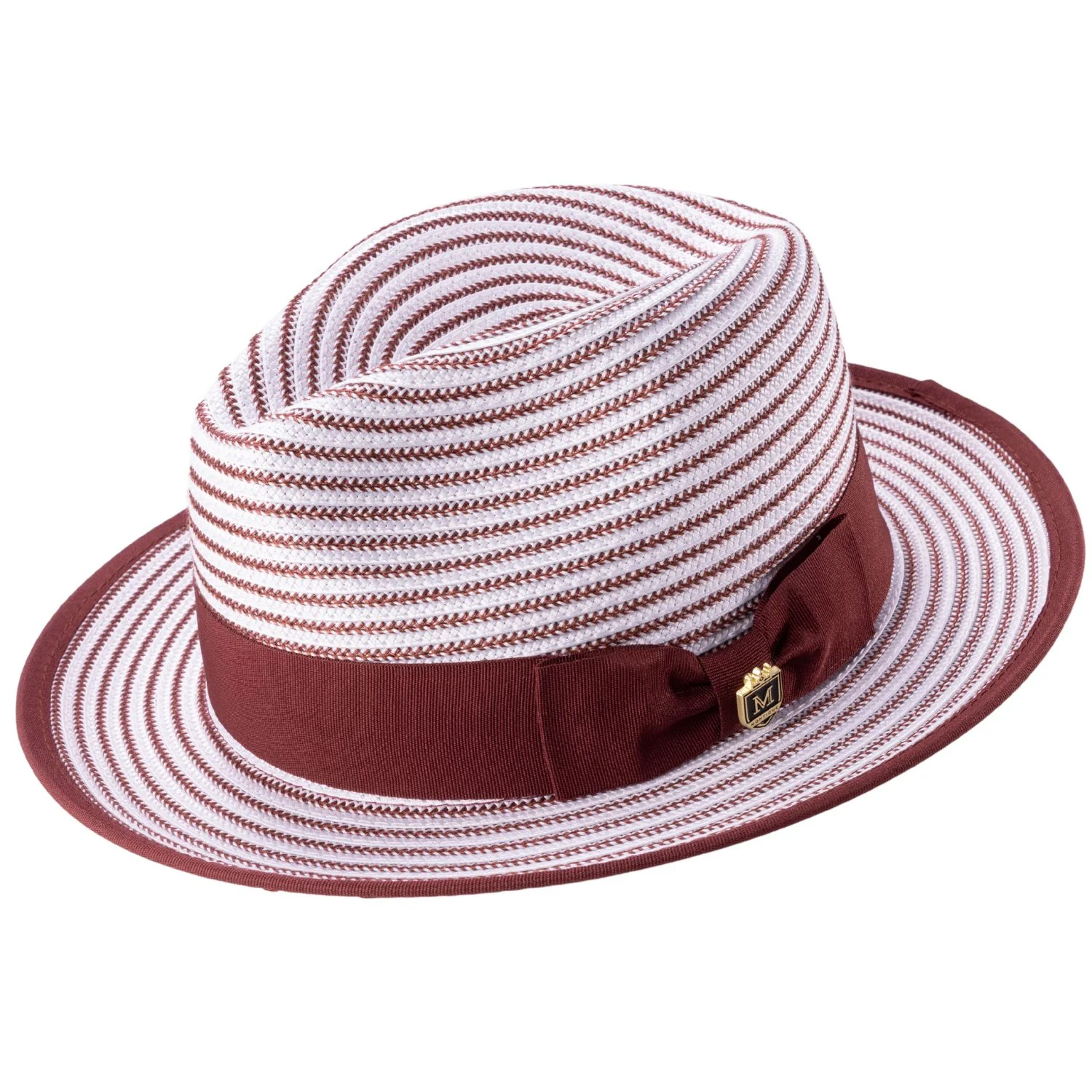 Striped Fedora Hat 2 1/4 Inch Brim Ribbon Band