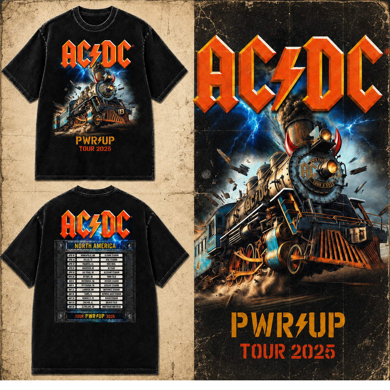 Rock N Roll Train PWR UP Tour T-Shirt