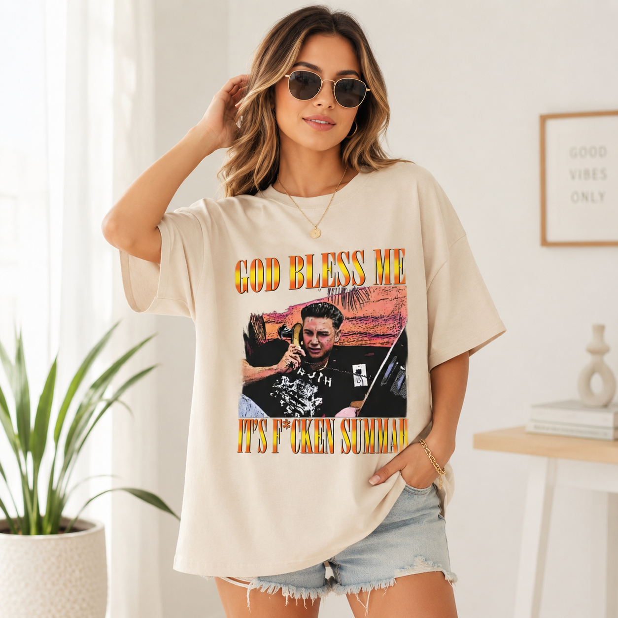 Funny God Bless Me It's Freakin Summah T-Shirt