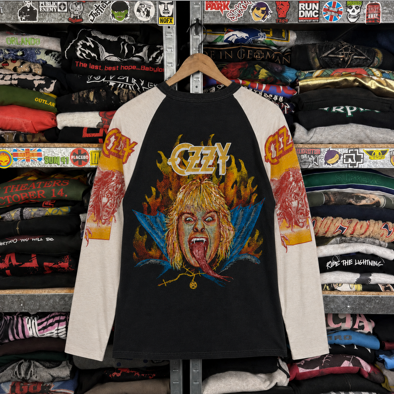 Rare Hard To Find Vintage Ozzy Osbourne Raglan Shirt, Nearly Sold Out Collectors Piece