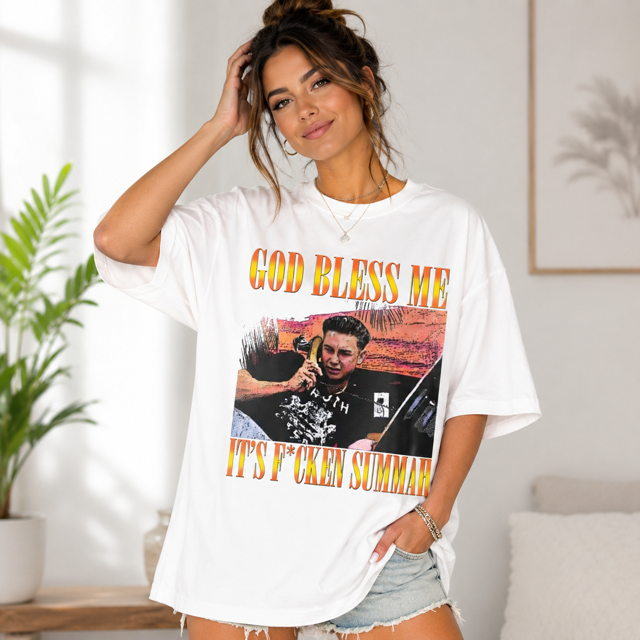 Funny God Bless Me It's Freakin Summah T-Shirt