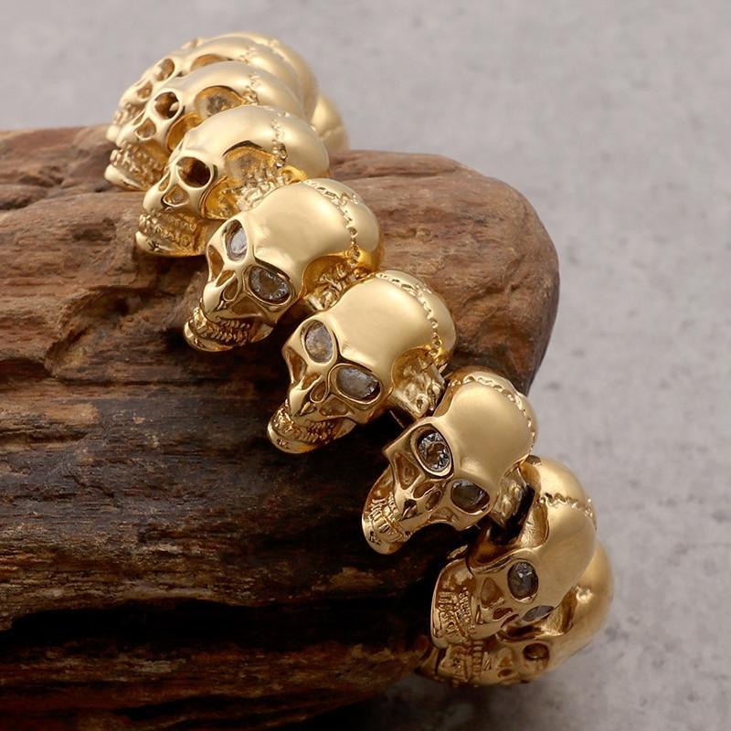 Rune - Premium 18k Gold Finished Skull Bracelet