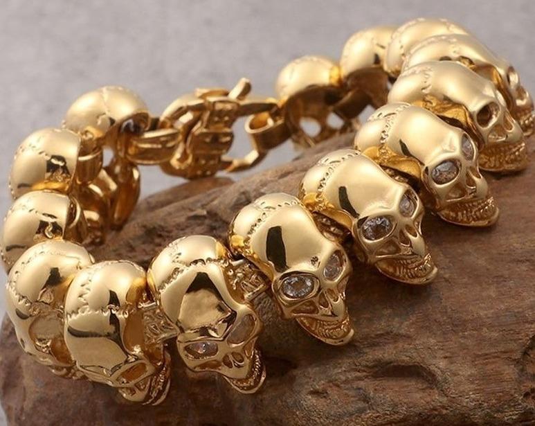 Rune - Premium 18k Gold Finished Skull Bracelet