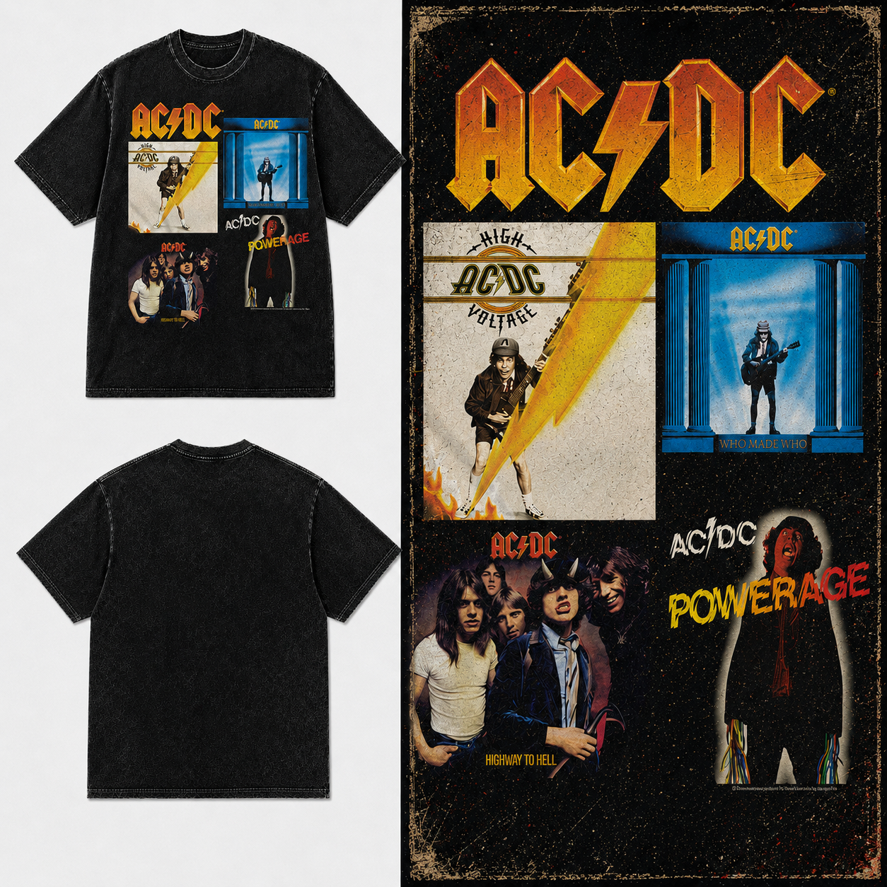 AC/DC - AC/DC Multi Albums Boyfriend Tee