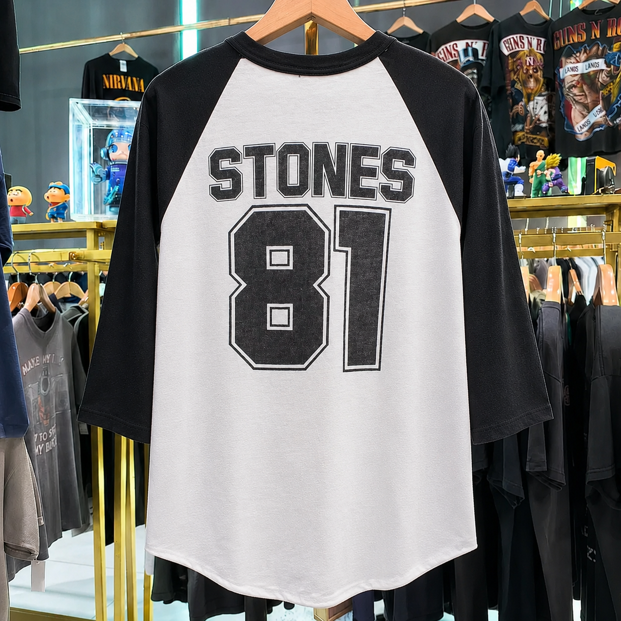 Hard-To-Find Vintage Rolling Stones Raglan, Almost Gone Collectible