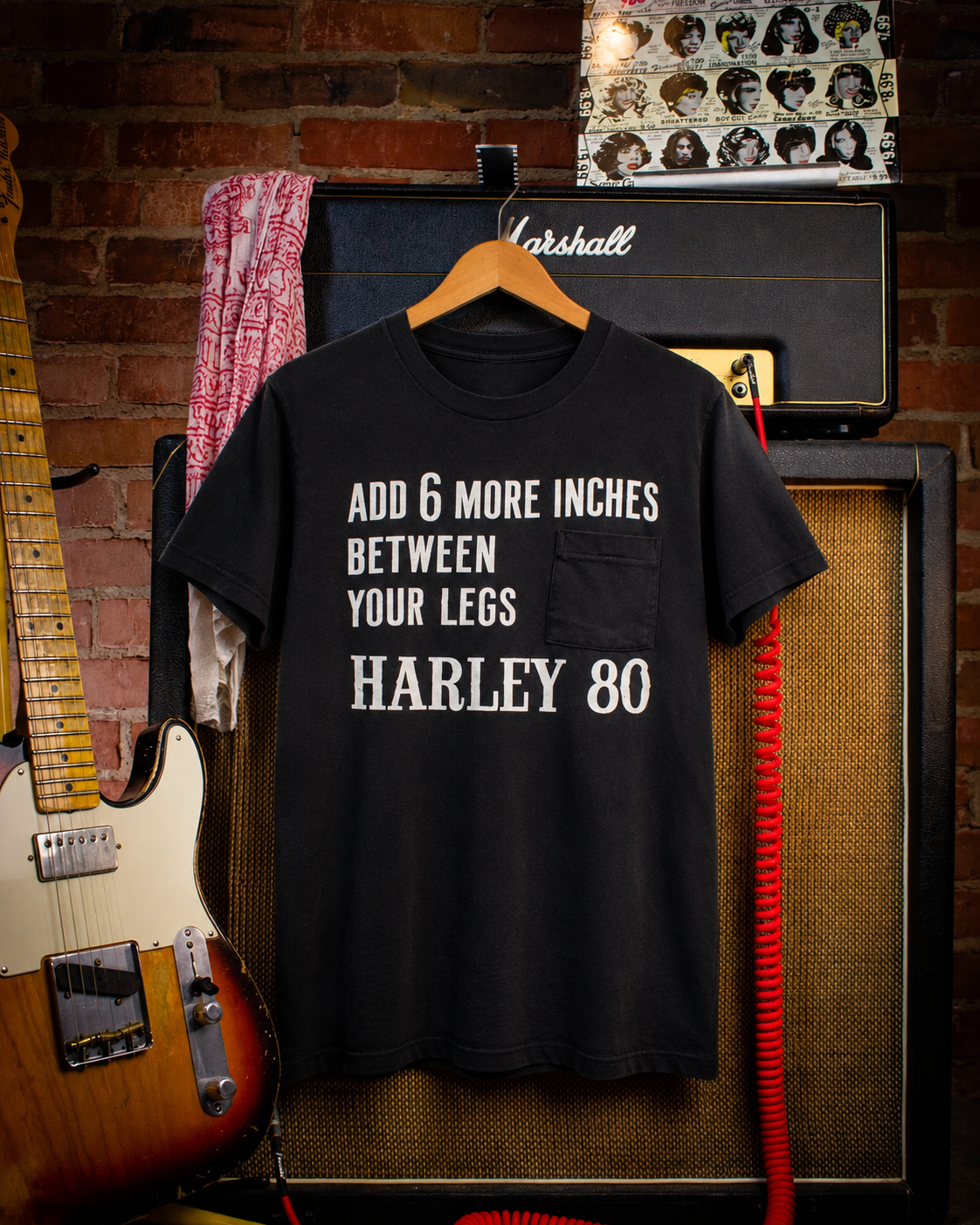 Vintage Motorcycle “Harley 80” Graphic Pocket T-Shirt