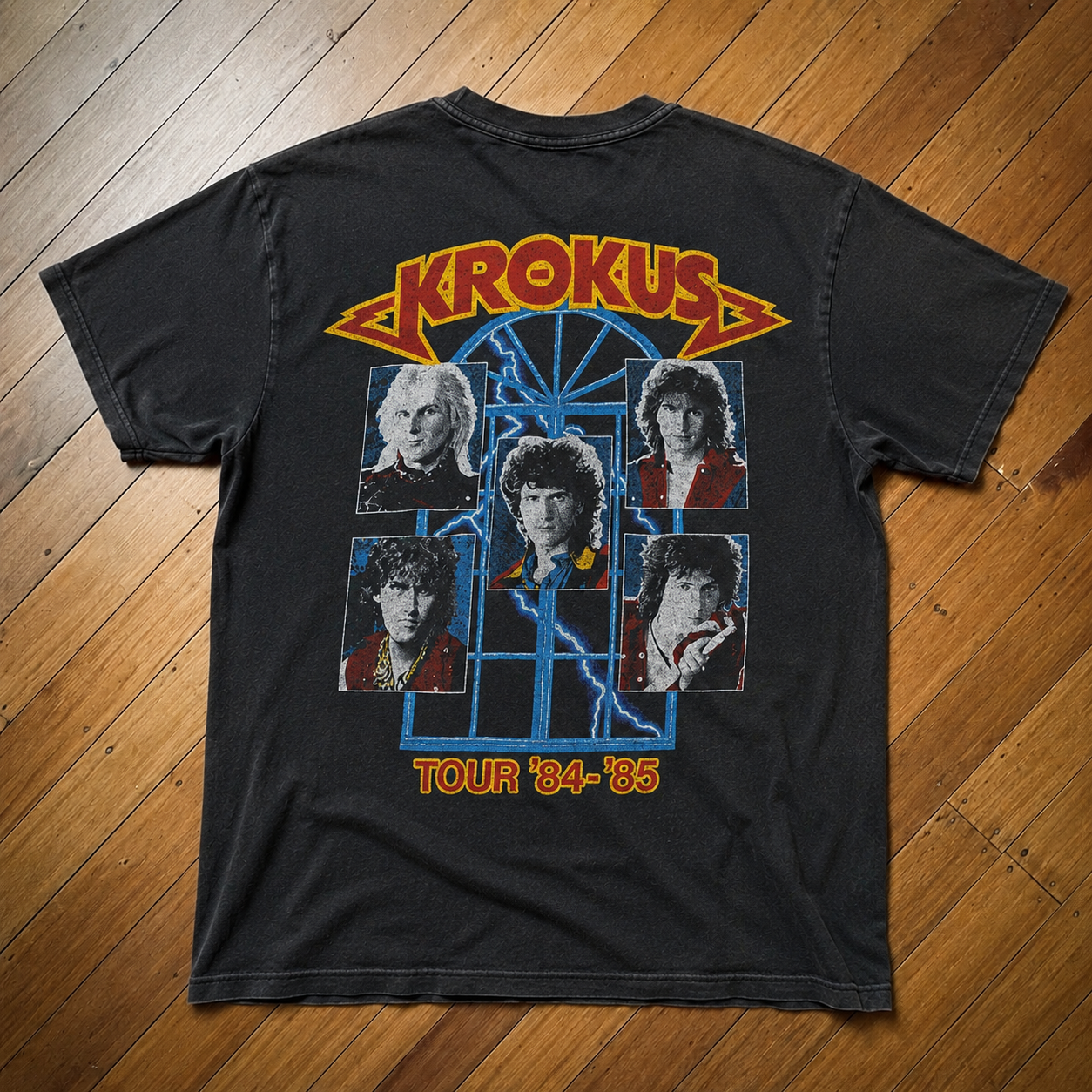 Back view of Krokus 1984 Midnite Maniac Blitz Tour T-Shirt