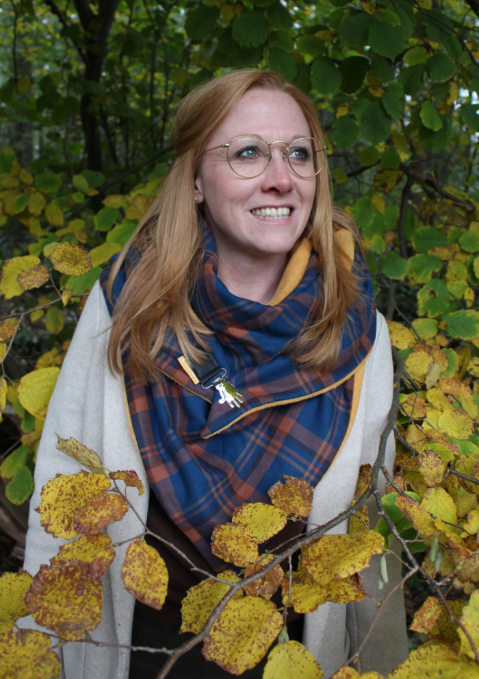 Chic in check triangular scarf