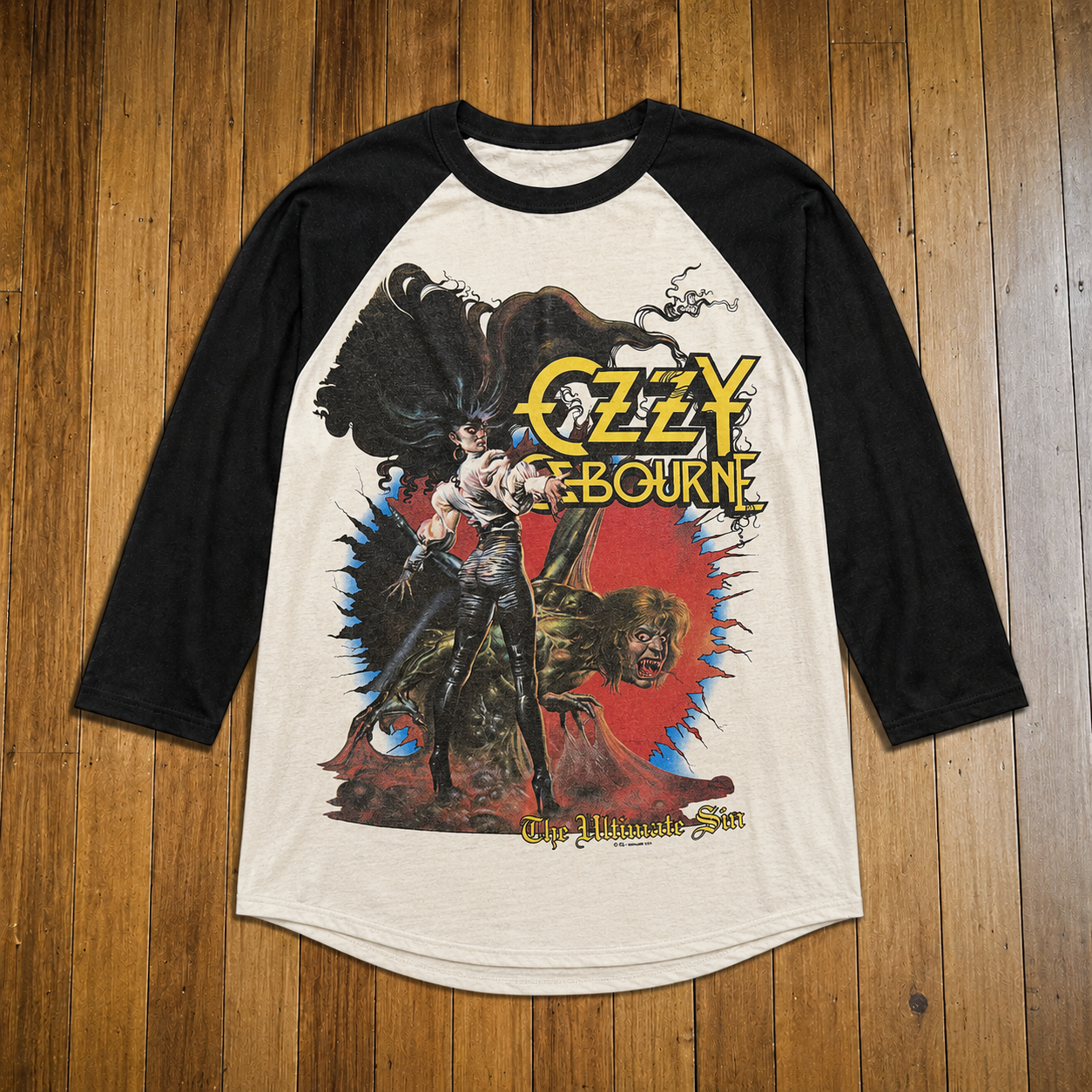 Vintage Ozzy Osbourne raglan shirt front view