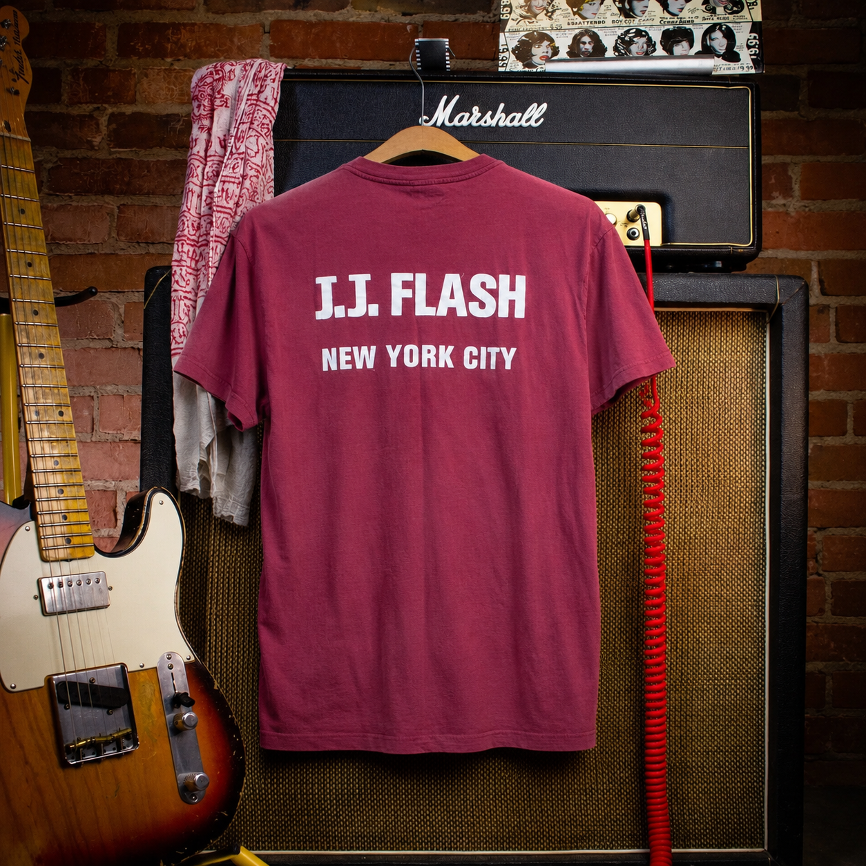 Vintage JJ Flash Rock N Roll Concert Graphic T Shirt Burgundy