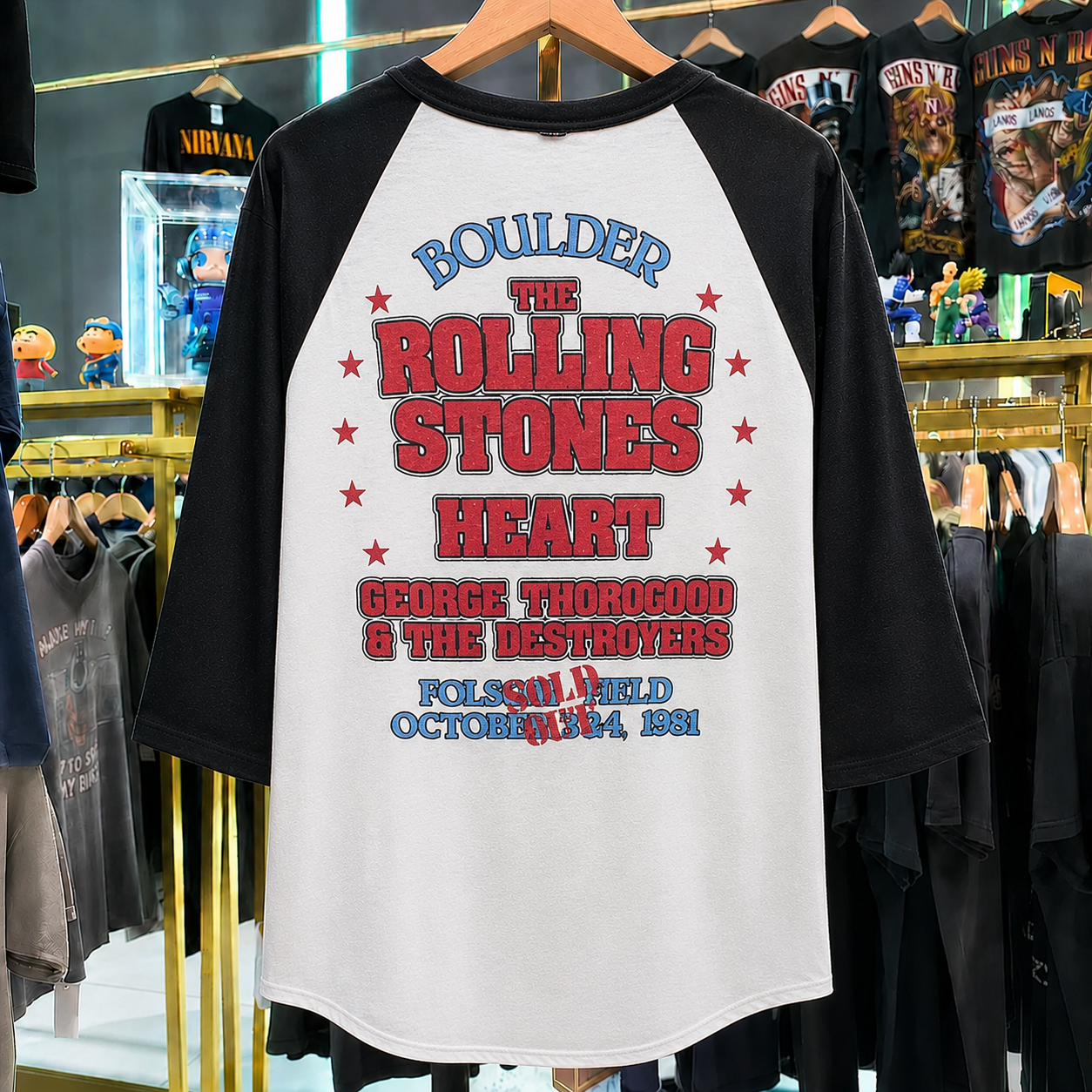 Hard-To-Find Vintage Rolling Stones Raglan, Almost Gone Collectible
