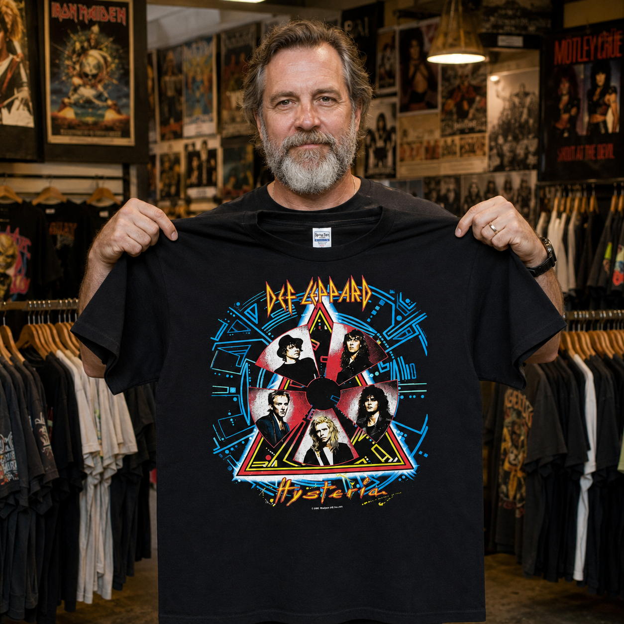 Vintage 80s DEF LEPPARD Hysteria 1988 tour concert t shirt with tour cities on back