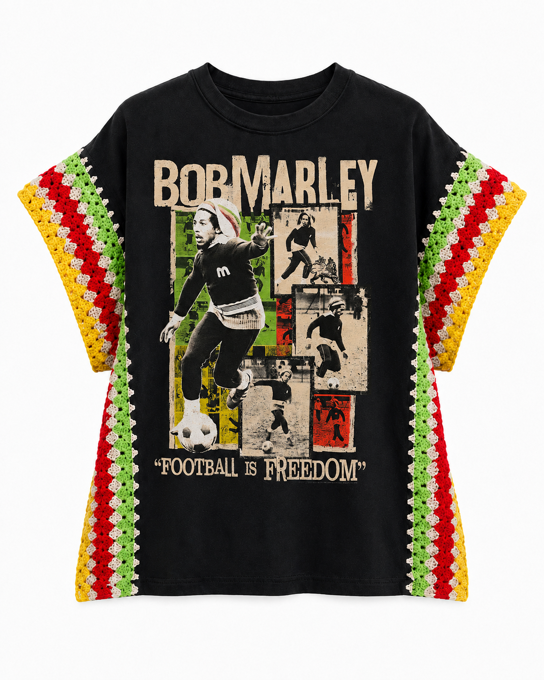 Exclusive! Handmade Upscycled Bob Marley Crochet Poncho