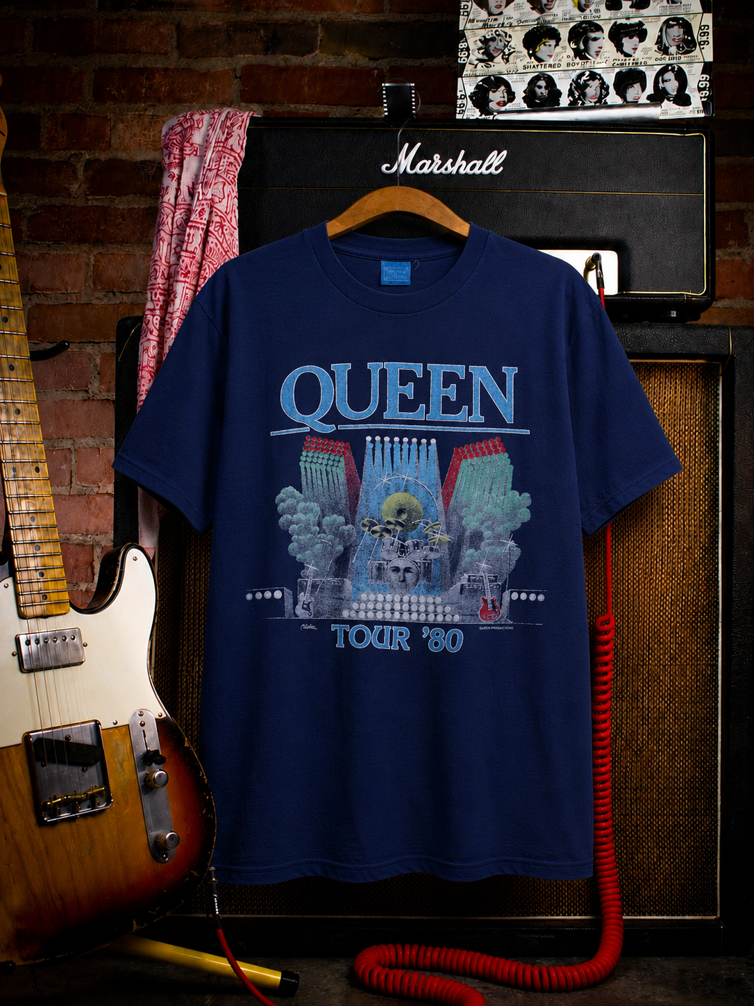 Vintage Queen Tour Concert T Shirt 1980 Blue