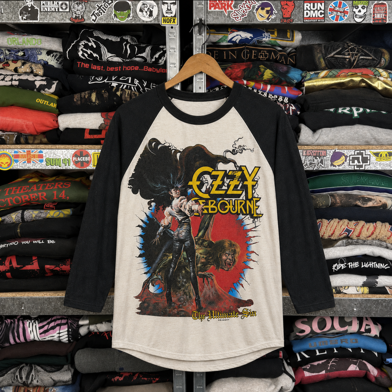 Rare Hard To Find Vintage Ozzy Osbourne Raglan Shirt, Nearly Sold Out Collectors Piece