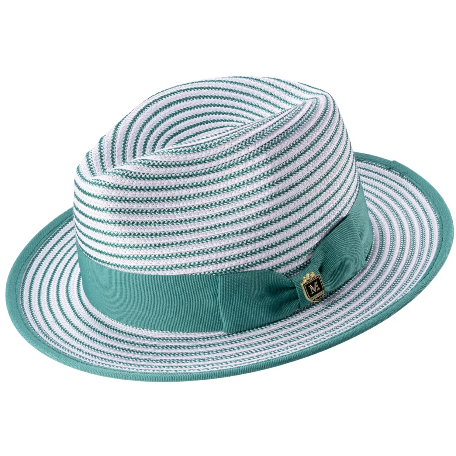 Striped Fedora Hat 2 1/4 Inch Brim Ribbon Band