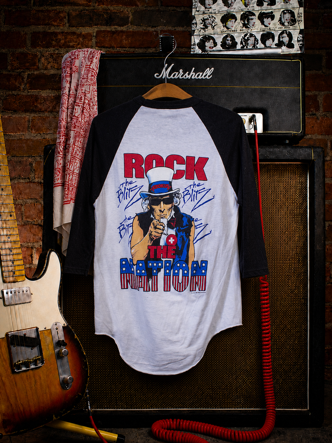 Vintage 1984 Krokus Rock The Nation Raglan Concert T Shirt