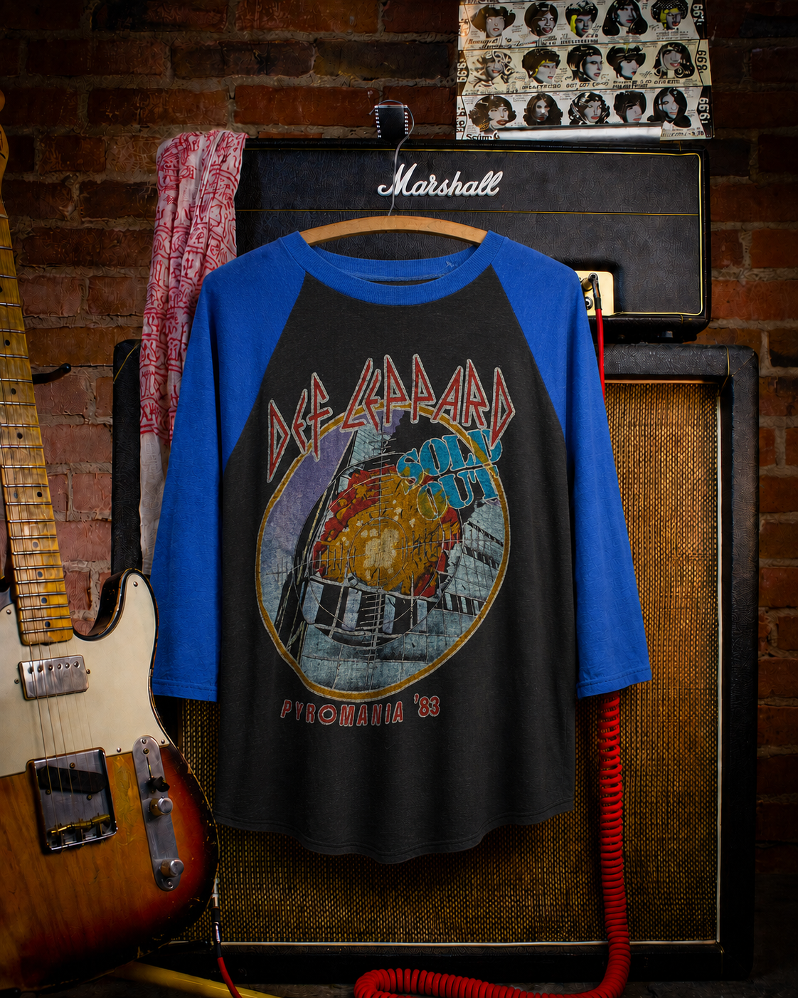 Rare Vintage Def Leppard Pyromania ’83 Raglan-Sleeve Tour T-Shirt